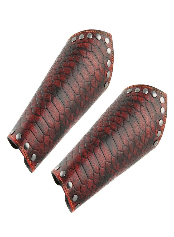 HZMAN Medieval Bracers Dragon Knight Genuine Leather Gauntlet Wristband Wide Bracer Arm Armor Cuff (Dragon Scale) - Image 2