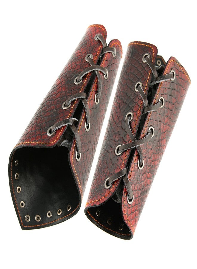 HZMAN Medieval Bracers Dragon Knight Genuine Leather Gauntlet Wristband Wide Bracer Arm Armor Cuff (Dragon Scale) - Image 4