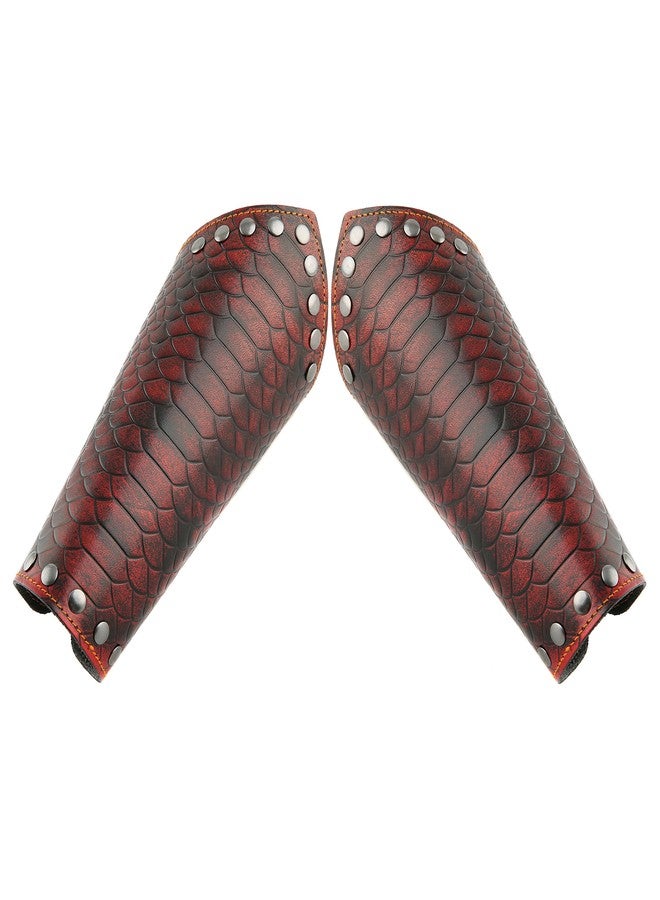 HZMAN Medieval Bracers Dragon Knight Genuine Leather Gauntlet Wristband Wide Bracer Arm Armor Cuff (Dragon Scale) - Image 3