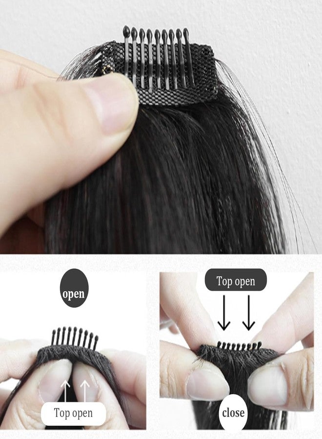OSEN Black Side Bangs Hair Extensions for Women Clip in Front Fringe Extension (9.8 Inch, 1 pcs) - Image 3