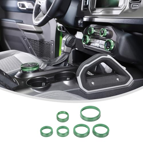 Linskip Dashboard Control Knob Trim Set for Ford Bronco 20252021 Aluminum Switch Knob Covers for Bronco Interior AccessoriesGreen - Image 1