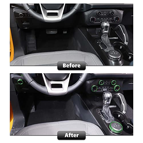 Linskip Dashboard Control Knob Trim Set for Ford Bronco 20252021 Aluminum Switch Knob Covers for Bronco Interior AccessoriesGreen - Image 3