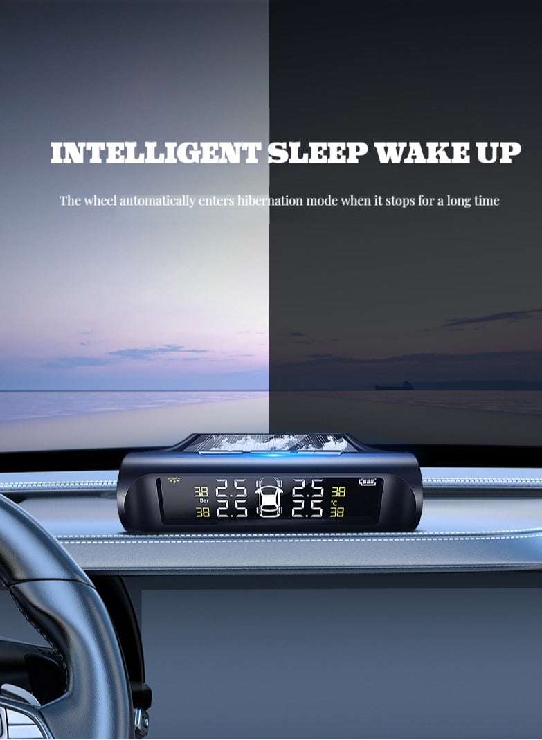 Solar Power Tire Pressure Monitoring System Wireless TPMS Tire Monitor with 4 Internal Sensors , Real Time Pressure and Temperature Alarm