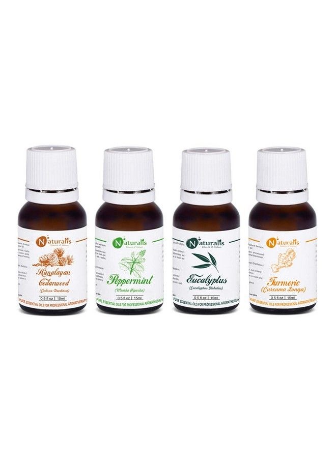 Naturalis 15Ml Essential Oil Gift Pack Of 4 For Health Care (Cedarwood Oil Peppermint Oil Eucalyptus Oil Turmeric Oil)  - Image 3