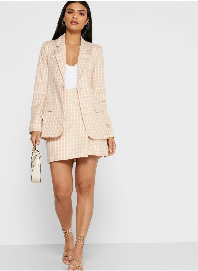 Fashion Union - Button Detail Checked Skirt - Image 1