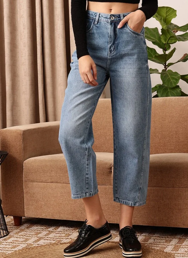 STREET 9 Light Blue Mom Fit Stretchable Jeans for Women