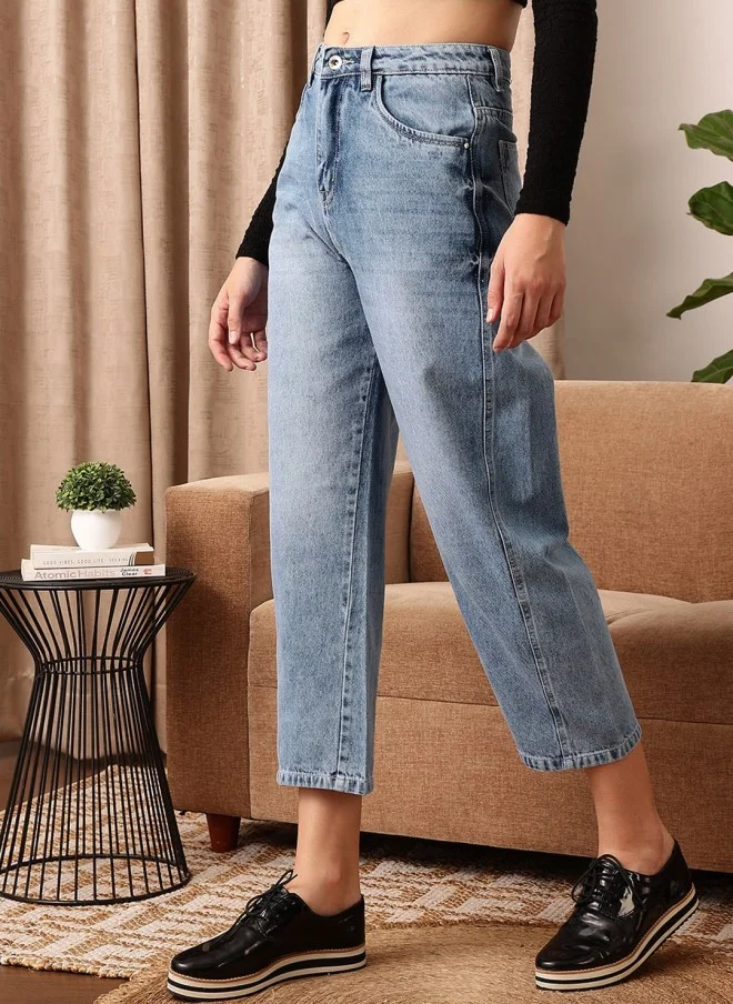 STREET 9 Light Blue Mom Fit Stretchable Jeans for Women
