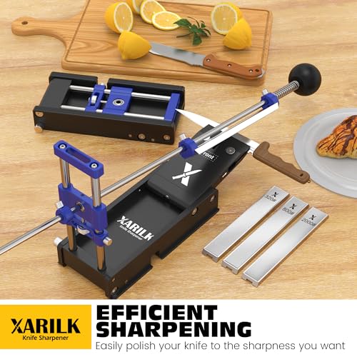 XARILK Foldable Portable Knife Sharpening System, Adjustable Knife Sharpener Kit with 3 PCS Aluminum Plates Diamonds (320#, 800#, 2000#), Blade Flips Without Removal, for Hunting, Kitchen Knives - Image 2