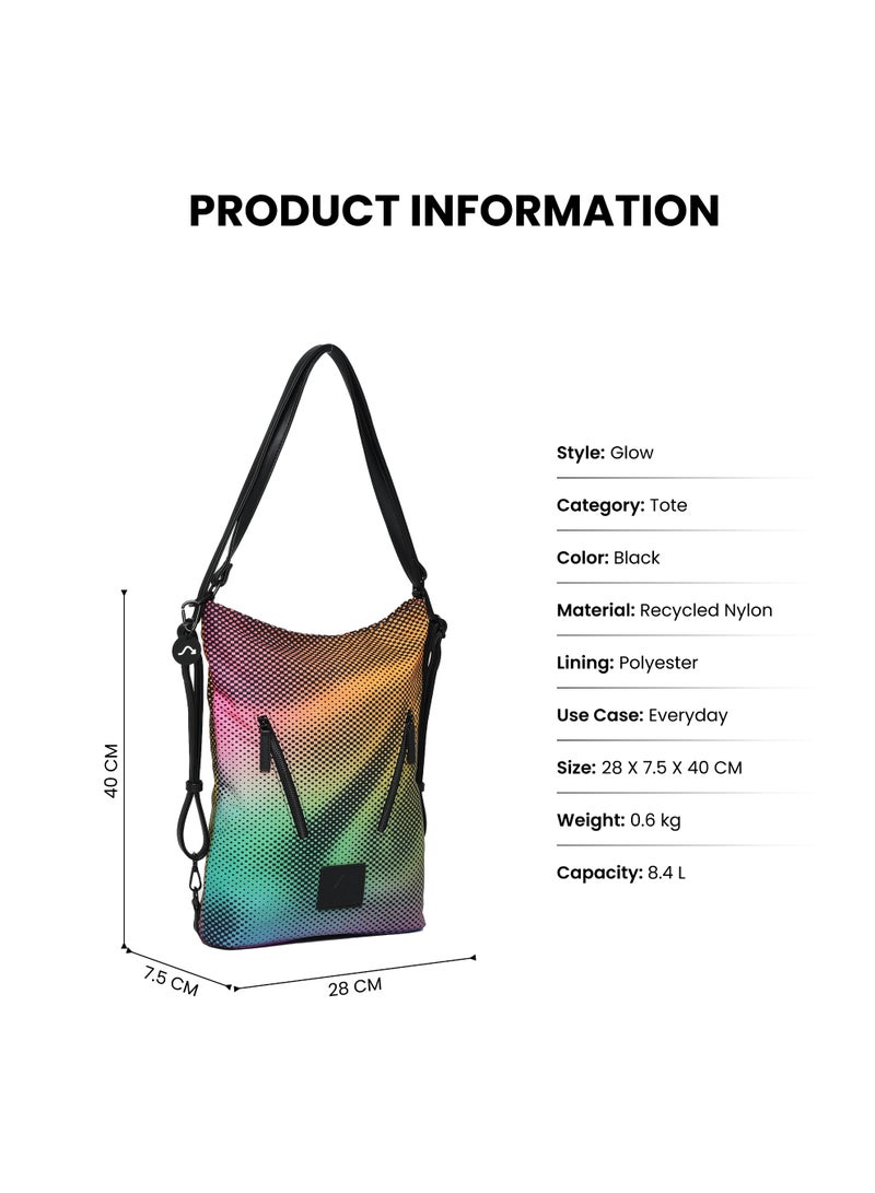 Jumping Cliff Unisex Glow Tote Bag – Water-Resistant, Convertible Tote Backpack, Compact & Lightweight Nylon Shoulder Bag for Men & Women, Fashion Versatile Daily Carry for Laptop & Travel, Sustainable, 8.4L 28 x 7.5 x 40 cm - Image 4