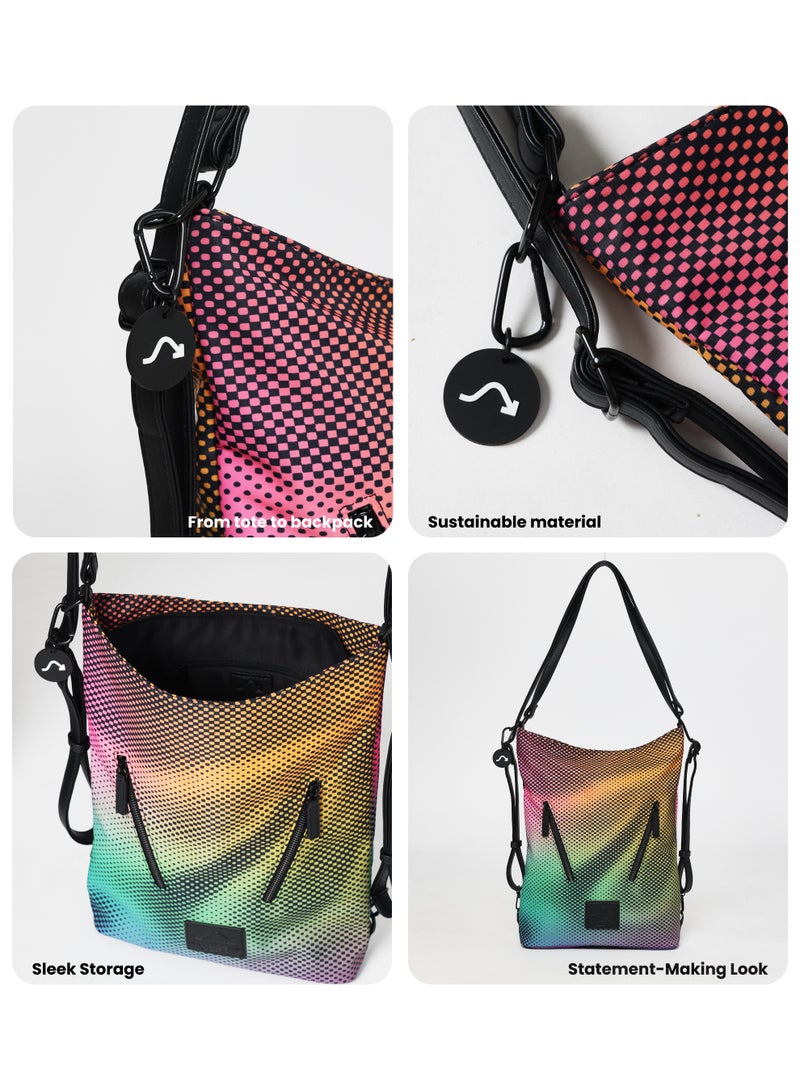 Jumping Cliff Unisex Glow Tote Bag – Water-Resistant, Convertible Tote Backpack, Compact & Lightweight Nylon Shoulder Bag for Men & Women, Fashion Versatile Daily Carry for Laptop & Travel, Sustainable, 8.4L 28 x 7.5 x 40 cm - Image 5