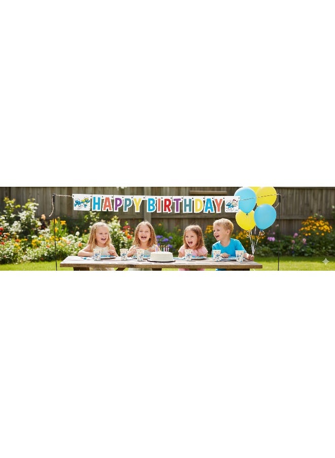 Ciao Smurfs Happy Birthday Garland Banner – 210 cm Colorful Cardboard Party Decoration for Kids’ Birthday Celebrations - Image 2