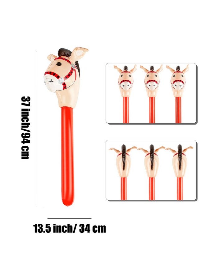 Gejoy 3 Pieces Inflatable Stick Horse Inflatable Horsehead Stick for Theme Party Decoration, 37 Inches - Image 2