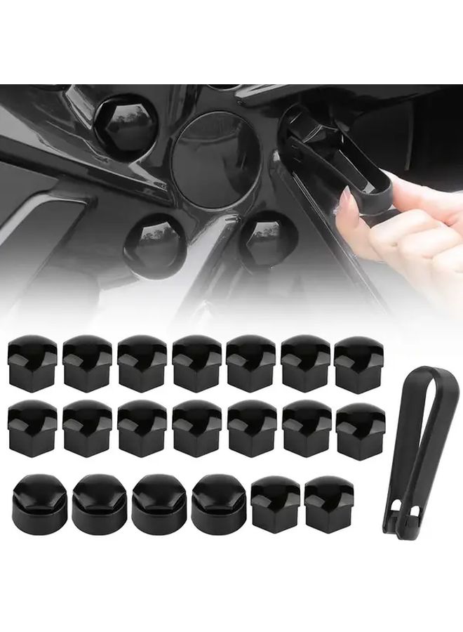 Set Of 20 Black Wheel Bolt Nut Cap Covers With Removal Tool - Image 5