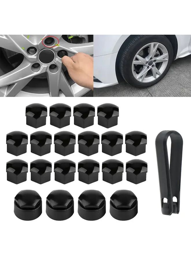 Set Of 20 Black Wheel Bolt Nut Cap Covers With Removal Tool - Image 3