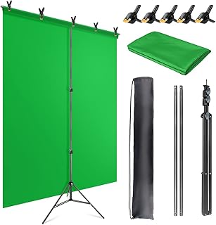 JEBUTU Green Screen Backdrop Stand Kit,5 X 6.5 Ft Portable Green Screen Stand for Video,Zoom,Photography Support System - Image 1
