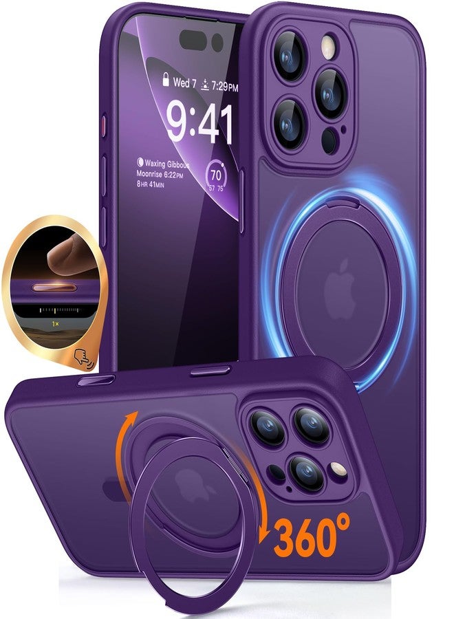 كانشن حامل CANSHN بزاوية 360 درجة لهاتف iPhone 16 Pro Max مع حماية للكاميرا [زر تحكم بالكاميرا] متوافق مع Magsafe (حلقة حامل مغناطيسية متينة)، لون بنفسجي داكن مطفي - Image 1
