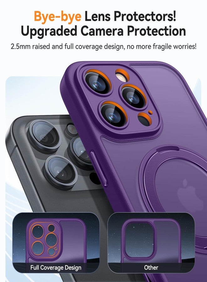 كانشن حامل CANSHN بزاوية 360 درجة لهاتف iPhone 16 Pro Max مع حماية للكاميرا [زر تحكم بالكاميرا] متوافق مع Magsafe (حلقة حامل مغناطيسية متينة)، لون بنفسجي داكن مطفي - Image 5