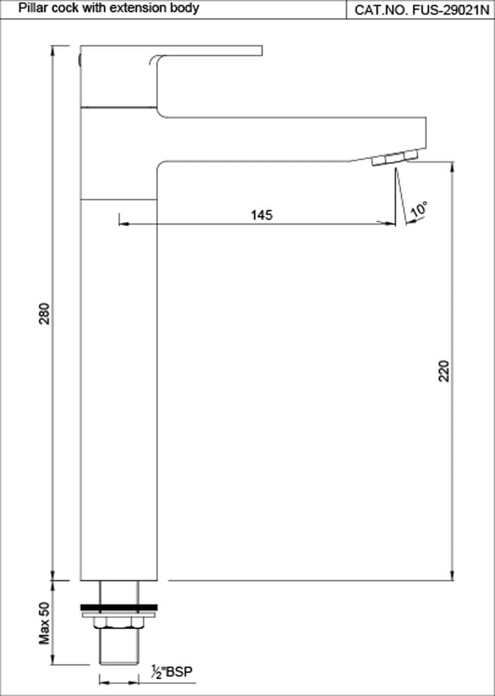 JAQUAR Fusion Series Table Mounted Tall Boy Cold ONLY Basin TAP/TAP (Chrome) | TOP Lever, Brass Body Water Tap/Faucet/Cock for Bathroom/Kitchen Wash Basin | FUS-CHR-29021N - Image 4