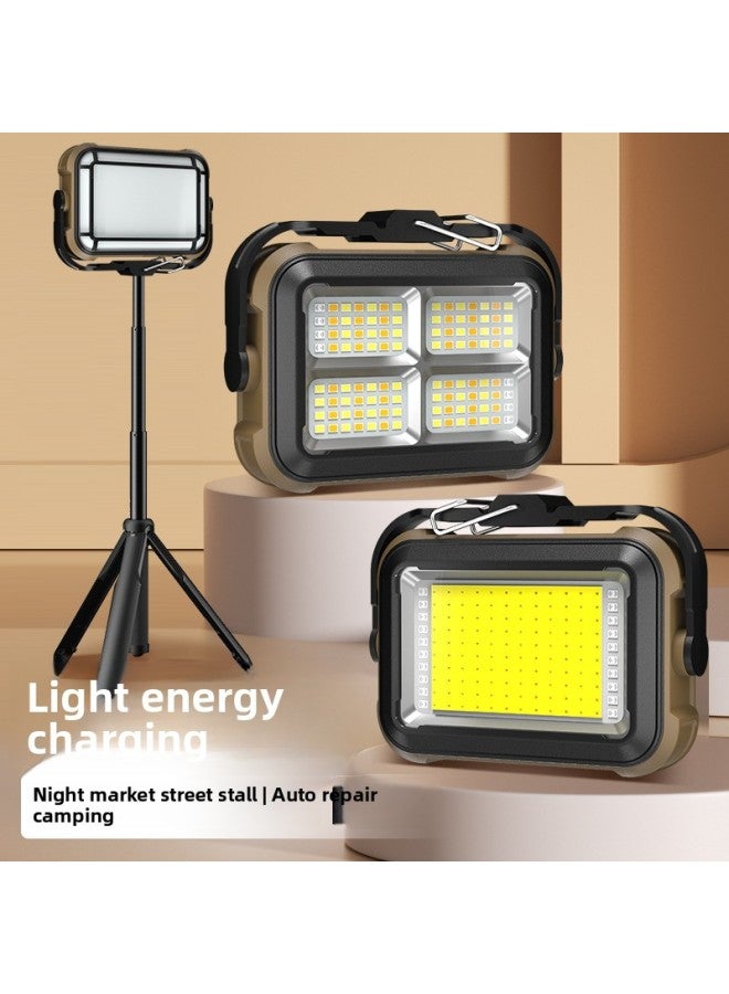 Solar Work Lamp Type-C Charging With Hook Magnetic Camping Multi-function Light Projection Work Lamp-Color:S23 Gray Solar Single Frame 