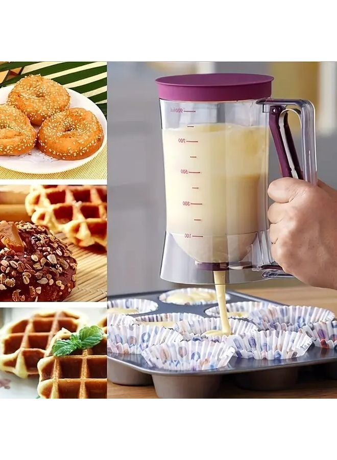 Purple Pastry Dough Batter Dispenser With Measurement Markings Easy Clean One Touch Operation - Image 1