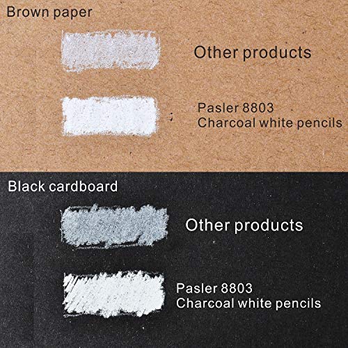 Pasler® white charcoal pencils set - 3 pcs Sketch Highlight white pencils for drawing, sketching, shading, blending - Image 4