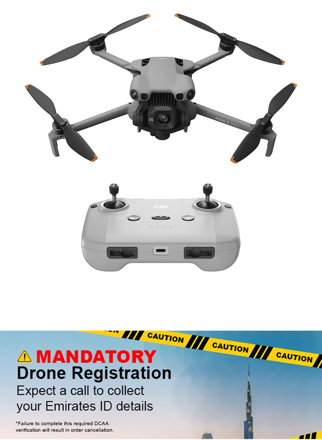 Mini 5 Pro, Foldable Drone with Camera, 1-Inch CMOS, Omnidirectional Obstacle Sensing, ActiveTrack 360°, 225° Gimbal Rotation, 20km Transmission, 4K Drone for Beginners - MOIAT Certified