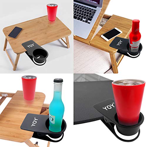 YOY Drink Cup Holder Clip - Table Desk Side Water Glass Beer Bottle Beverage Soda Coffee Mug Holder Cup Saucer Clip Design for Home Office, Black - Image 3