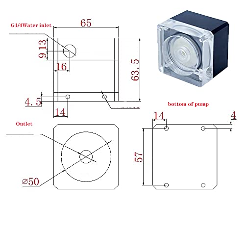 Lelukee CPU Water Cooler Pump,Pump for PC Water Cooling Systems-Support PWM -800L/H-G1/4 Threaded Hole - Image 5