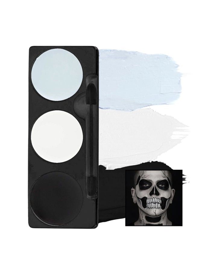 mehron Makeup Tri-Color Character Makeup Palette | Halloween, Special Effects and Theater Cream FX Palette | Face Paint .7 oz (20 g) (Skeleton)  - Image 1