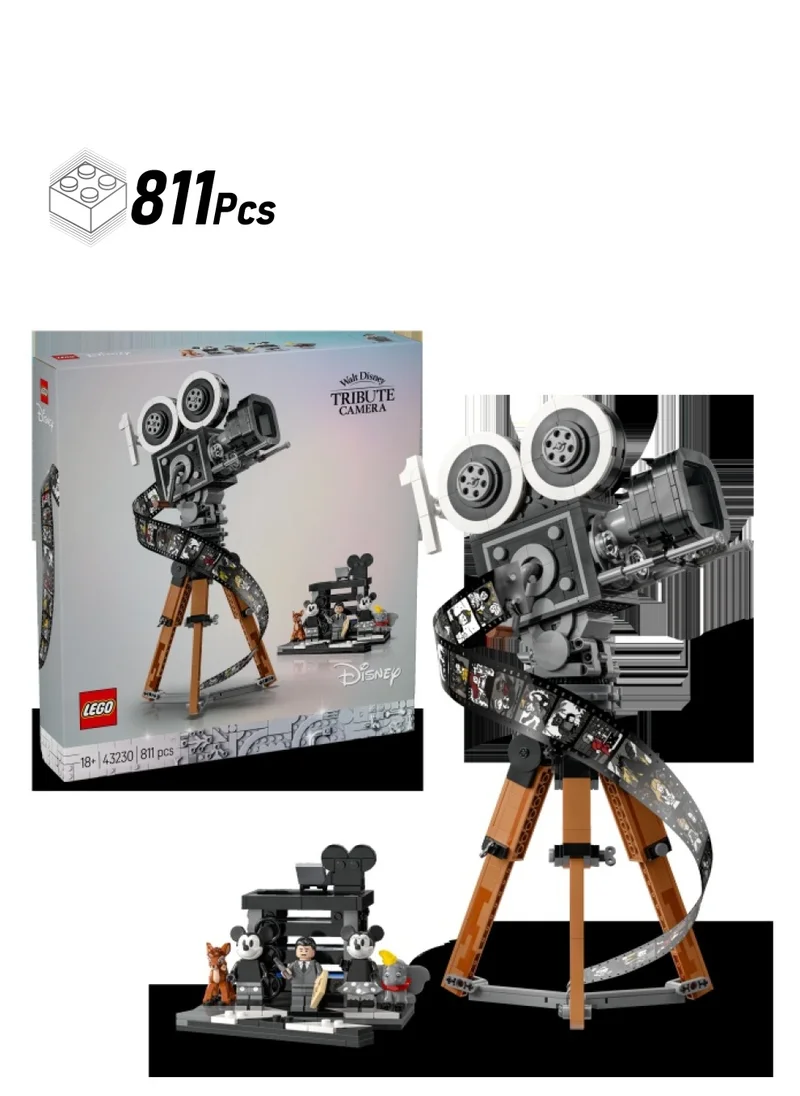 ليغو LEGO Disney Walt Disney Tribute Camera, Memorabilia Set for Adults with Mickey and Minnie Mouse Minifigures, plus Bambi & Dumbo Figures, Collectible Gifts for Women and Men 43230