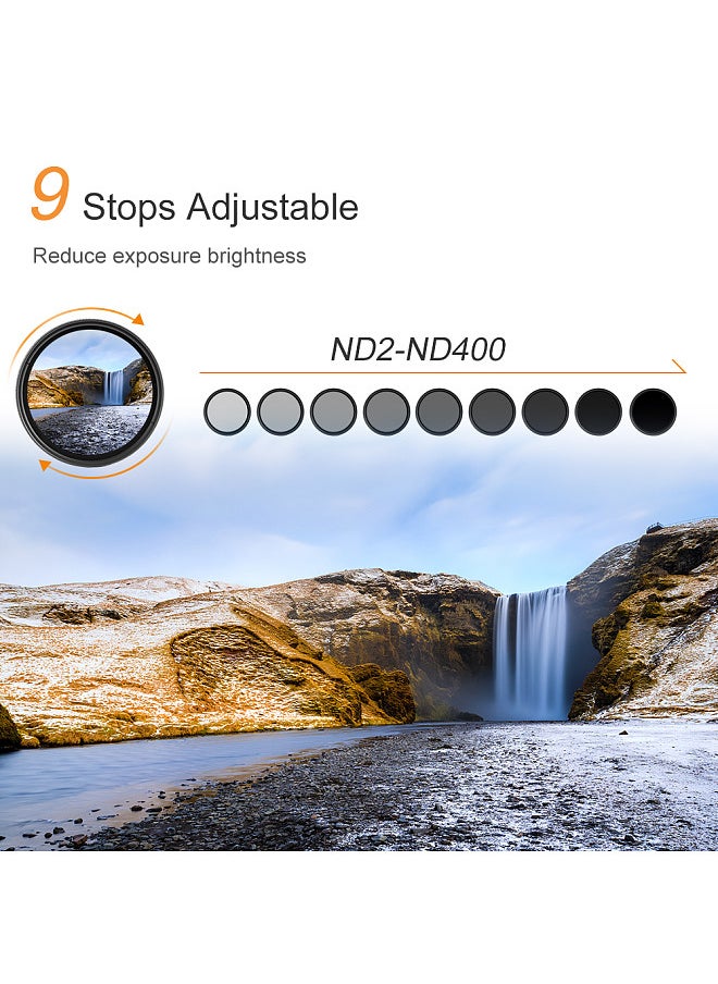 K&F Concept 82mm Ultrathin Variable ND Filter ND2 to ND400 Adjustable Neutral Density Filter Compatible with Canon EF 24-70mm f/2.8L II USM,  16-35mm f/2.8L III USM Lens  - Image 2