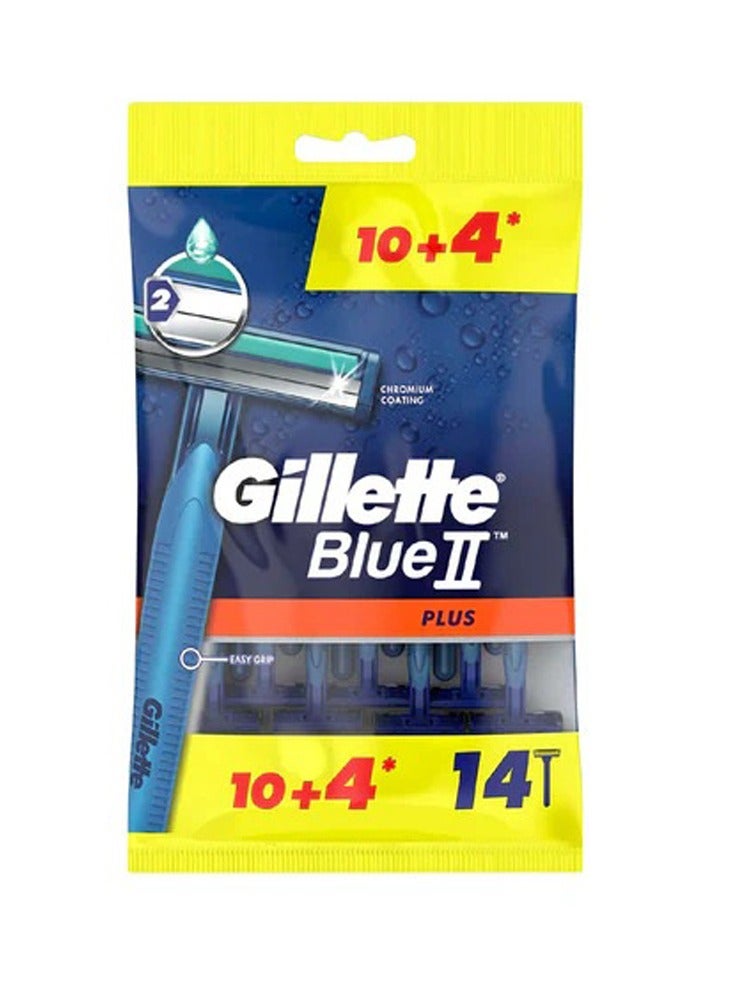 شفرات حلاقة بلو 2 بلس للرجال للاستخدام مرة واحدة، 10 شفرات + 4 شفرات - Image 1