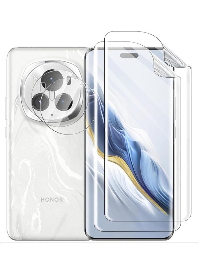 general Compatible with Honor Magic6 Pro 5G Screen Protector, 2 Pack Flexible Screen Protector + 2 Pack Tempered Glass Camera Lens Protector, HD, Anti-Scratch - Image 1