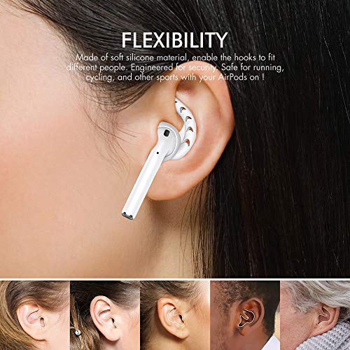 AhaStyle 3 Pairs AirPods Ear Hooks Cover Silicone Accessories Compatible with Apple AirPods and EarPods Headphones(Milk White) - Image 5