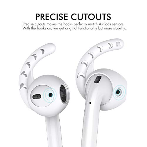 AhaStyle 3 Pairs AirPods Ear Hooks Cover Silicone Accessories Compatible with Apple AirPods and EarPods Headphones(Milk White) - Image 4