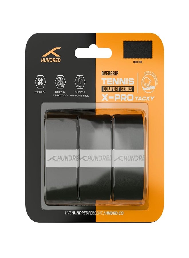 هندرد HNDRD X-Pro Tacky Tennis Overgrip | قبضة لاصقة | تحكم وراحة محسّنان | بولي يوريثان خفيف الوزن | عبوة من 3 قطع - Image 1