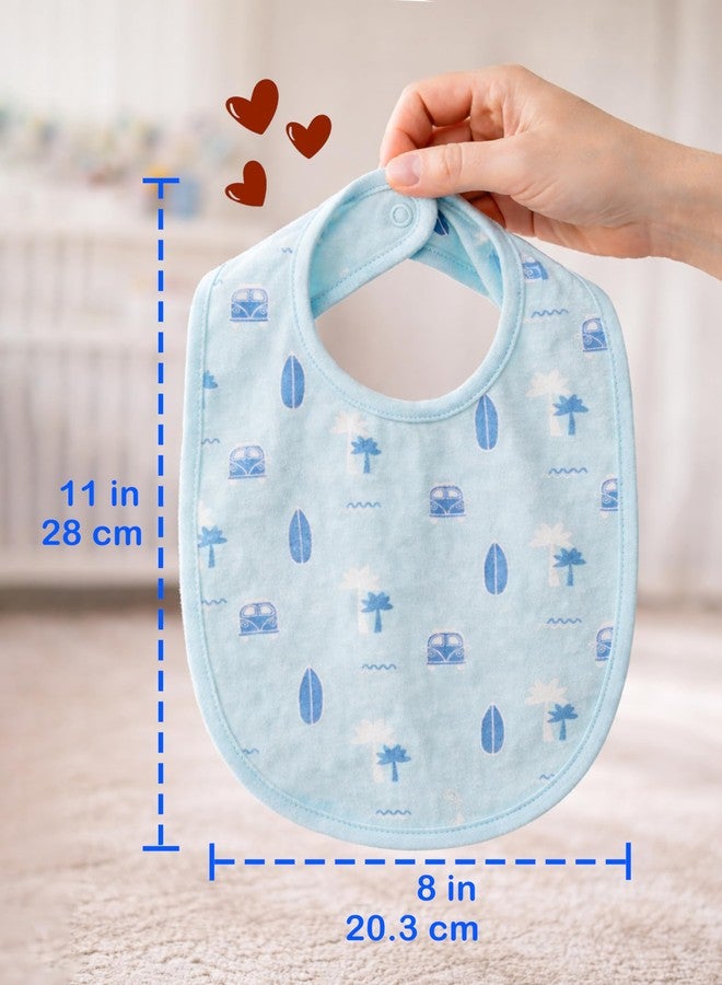 Kidbea Organic Cotton Baby Bib, Adjustable Snap Closure Soft Absorbent Feeding Bibs Apron for Newborns & Infants Child With Cute Prints | Reusable Baby Essential (Pack of 3) - Image 5