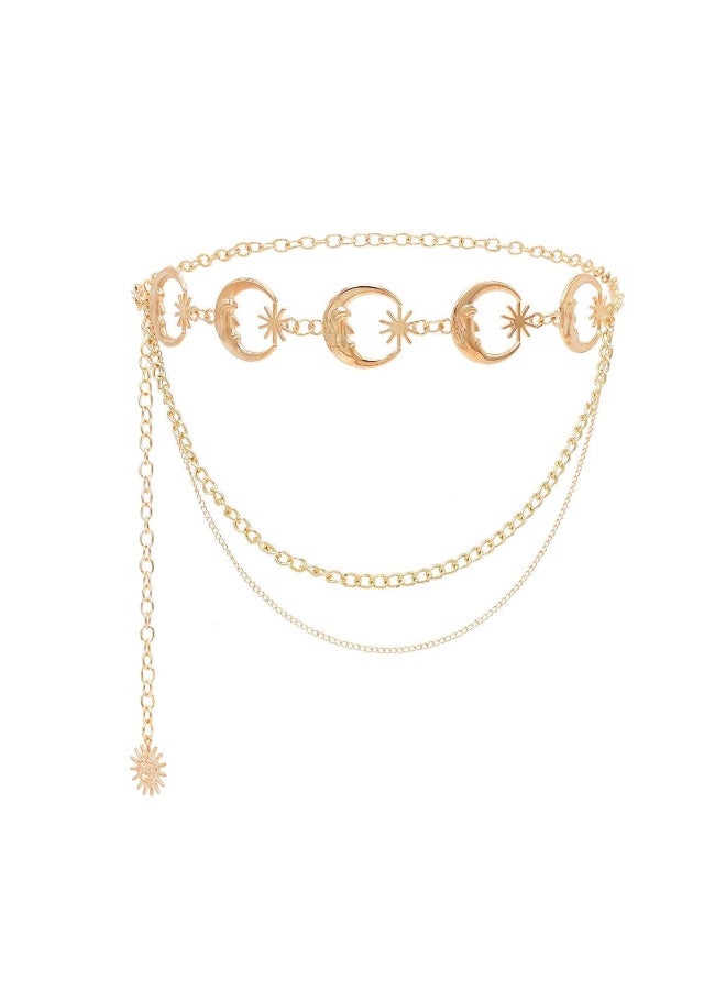 ILovhaprty Gold Metal Multilayer Chain Belt for Women – Fashion Chain Belts for Dress Adjustable Boho Vintage Waist Chain for Dress - Image 1
