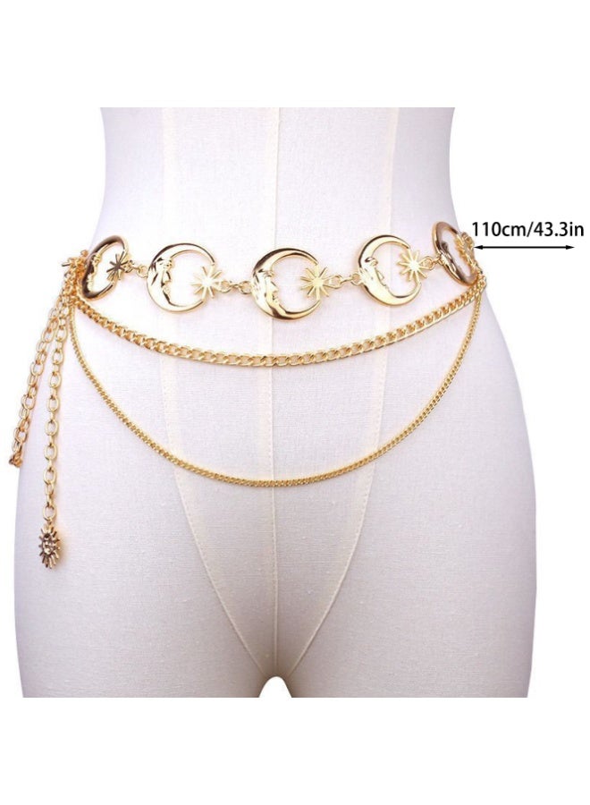 ILovhaprty Gold Metal Multilayer Chain Belt for Women – Fashion Chain Belts for Dress Adjustable Boho Vintage Waist Chain for Dress - Image 3