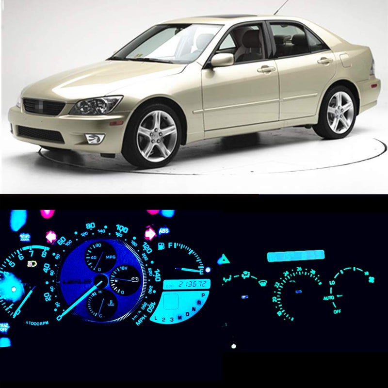 WLJH Extremely Bright Ice Blue Dash Instrument Cluster Panel Gauge Bulbs Climate Control Lights Clock Light Led Kits for Lexus IS300 20012005 Pack of 12