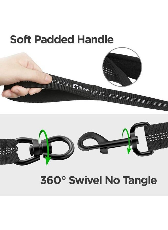 YAODHAOD Double Dog Leash for Two Dogs, 360° Swivel No Tangle with Soft Handle,Shock Absorbing Bungee Reflective Heavy 2 Dog Leashes, Walking & Training Leash Two Dogs Splitter (Black) - Image 2