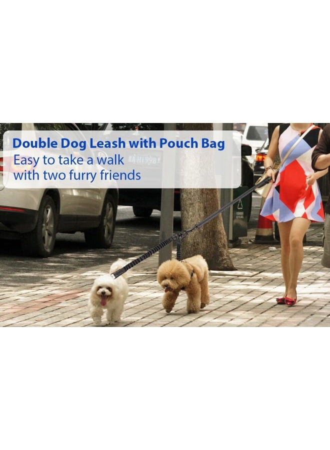 YAODHAOD Double Dog Leash for Two Dogs, 360° Swivel No Tangle with Soft Handle,Shock Absorbing Bungee Reflective Heavy 2 Dog Leashes, Walking & Training Leash Two Dogs Splitter (Black) - Image 3