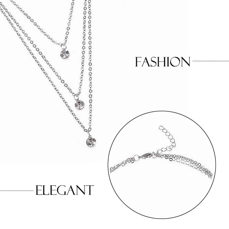 Artmiss Rhinestones Layered Necklace Women Simple Double Multilayer Pendant Necklace for Women (Gold) - Image 4
