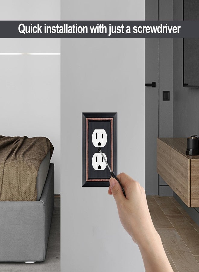 Dyekou Metal Wall Plate for Electrical Outlets, Decorative Aged Bronze Switch Plates Outlet Cover, Light Switch Cover Plate, 1-Gang Wall Plates (Duplex Outlet, 6 Pack) - Image 3