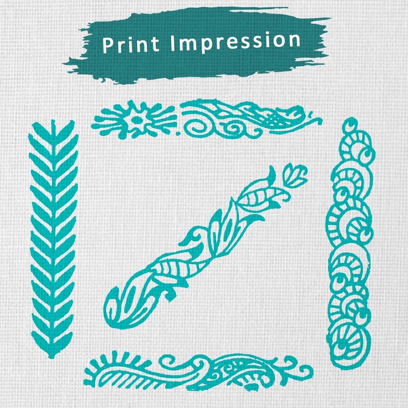 TWOGRAMS | Set of 5 | Wooden Stamp Block, Printing Stamp Design Set | Block for Printing Saree Border | Dresses, Craft Card Making, Scrapbook, Clay Pottery - Image 3