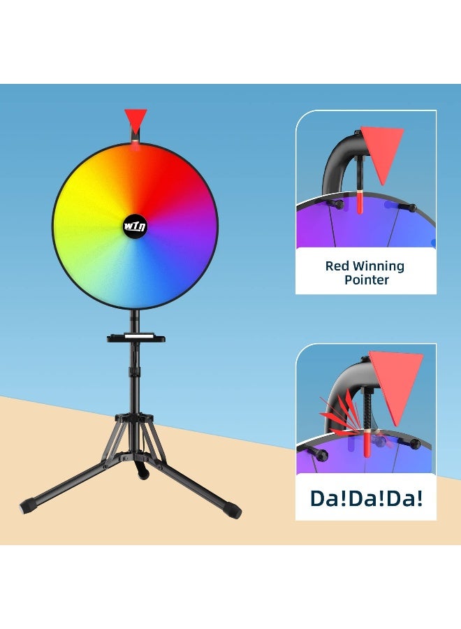 ORWOD 16 Inch Prize Wheel Spinning Wheel with Folding Tripod Height Adjustable Wheel Spinner 12 Color Slots Raffle Wheel with 2 Dry Erase Markers Eraser for Carnival Fortune Spinning Game - Image 4
