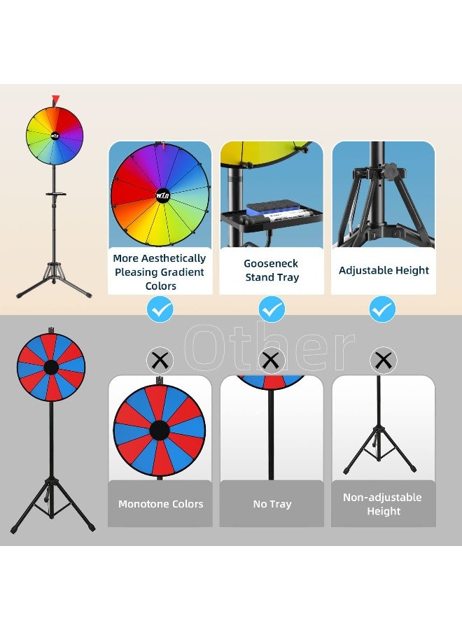 ORWOD 16 Inch Prize Wheel Spinning Wheel with Folding Tripod Height Adjustable Wheel Spinner 12 Color Slots Raffle Wheel with 2 Dry Erase Markers Eraser for Carnival Fortune Spinning Game - Image 3