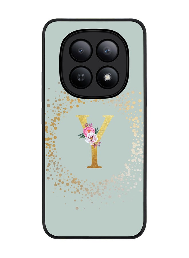 For Xiaomi Redmi Note 15 5G / Poco M8 Case,Slim fit Camera Protection, Shockproof Thin Phone cover  - Custom Monogram Floral - Y  (Light Grey )