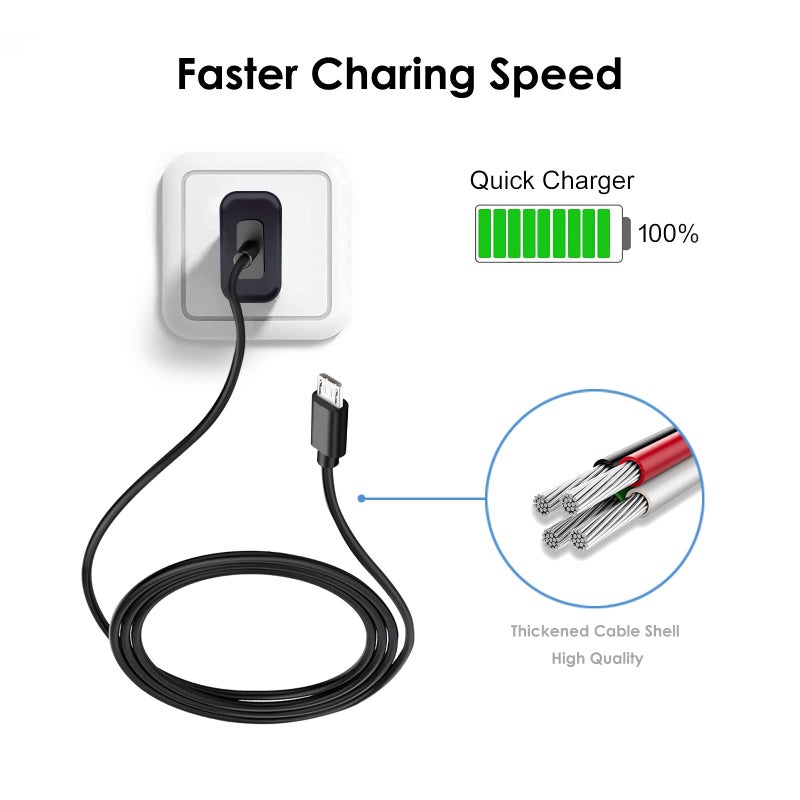 WZHENB 5V 2A 1A Fast Wall Charger 5ft Micro USB type B Charging Cable fit for Tandem Diabetes Care, Camera,Speaker,Cellular Link 2, Doro Phone,Samsung Galaxy S7/S6/Note 5/4/S4/S3/LG Flip Android Phone & More - Image 2