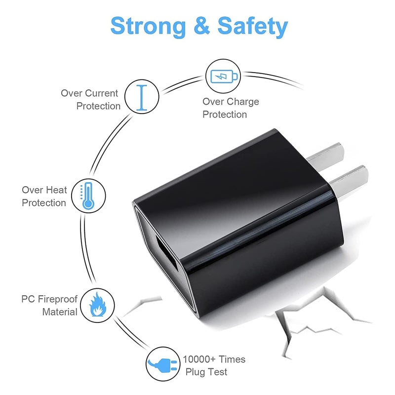 WZHENB 5V 2A 1A Fast Wall Charger 5ft Micro USB type B Charging Cable fit for Tandem Diabetes Care, Camera,Speaker,Cellular Link 2, Doro Phone,Samsung Galaxy S7/S6/Note 5/4/S4/S3/LG Flip Android Phone & More - Image 3